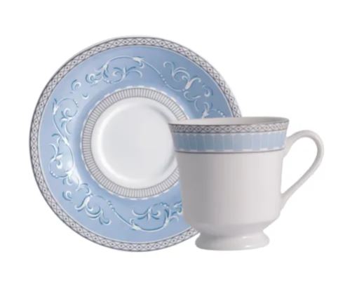XÍCARA DE CHÁ COM PIRES 200ML SENSILI BLU PORCELANA SCHMIDT 2424