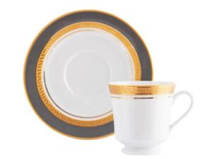 XÍCARA DE CHÁ COM PIRES 200ML TURMALINA CINZA SCHMIDT 2443