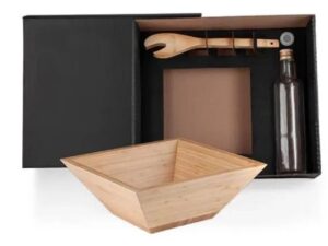 KIT PARA SALADA COM GARRAFA BAMBU / VIDRO 3 PÇS KT-90168