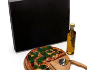 KIT PARA PIZZA COM GARRAFA BAMBU / INOX / VIDRO 4 PÇS KT-90169