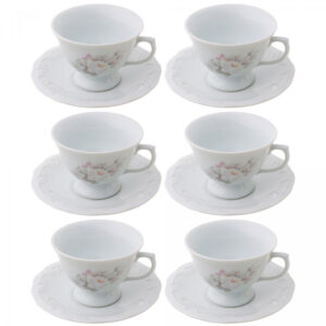 06 XÍCARAS DE CHÁ COM PIRES ETERNA PORCELANA SCHMIDT