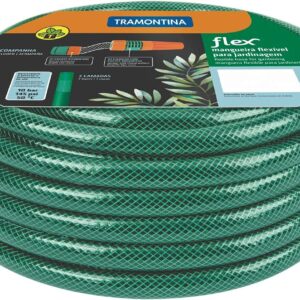 MANGUEIRA 10M EM PVC COM ENGATE ROSQUEADO ESGUICHO FLEX VERDE TRAMONTINA 79165/100