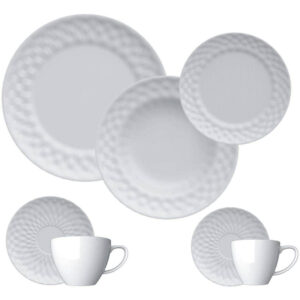 APARELHO DE JANTAR CHÁ E CAFÉ 42 PEÇAS PLISSAN PORCELANA GERMER 4533030
