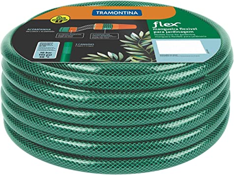 MANGUEIRA PVC JARDIM PISCINA COM ENGATE ROSQUEADO ESGUICHO FLEX VERDE 79172 TRAMONTINA