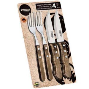 JOGO TALHERES PARA CHURRASCO JUMBO 4 PEÇAS INOX POLYWOOD 21198/908