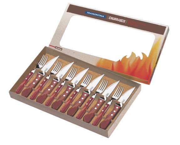 JOGO 12 PEÇAS PARA CHURRASCO JUMBO INOX POLYWOOD TRAMONTINA 21199/796