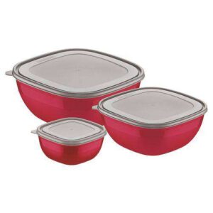 JOGO DE POTES 3 PEÇAS VERMELHO MIXCOLOR TRAMONTINA 25099/768