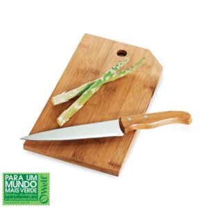 CONJUNTO DE FACA E PRANCHA EM BAMBU E INOX OREGON 2 PEÇAS MB-20073