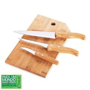 CONJUNTO PARA COZINHA EM BAMBU E INOX OREGON 4 PEÇAS WELF MB-20523