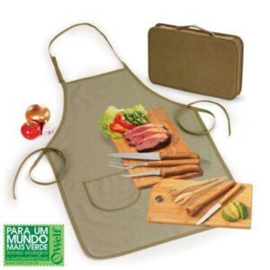 CONJUNTO DE CHURRASCO E CAIPIRINHA INOX BAMBU QUEBEC 10 PÇS WELF REF PB-00803