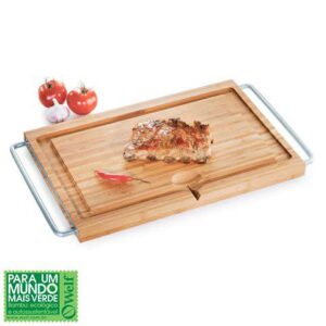 TÁBUA PARA CHURRASCO EM BAMBU COM PEGADORES PRIME WELF TA-25003