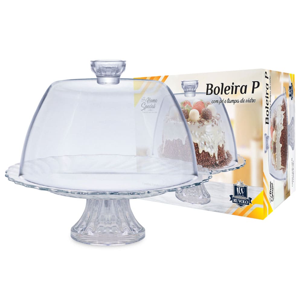 BOLEIRA DE VIDRO COM PÉ E TAMPA HOME SPECIAL TAMANHO P RUVOLO 447201