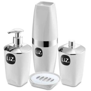 KIT HIGIENE PREMIUM BANHEIRO 4 PEÇAS BRANCO PLASTICO UZ