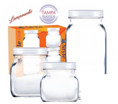 KIT POTE STYLE COM 3 PEÇAS TAMPA BRANCA RUVOLO 512007