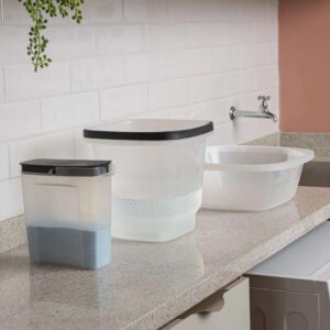 KIT LAVANDERIA PLÁSTICO UZ 03 PEÇAS TRANSPARENTE