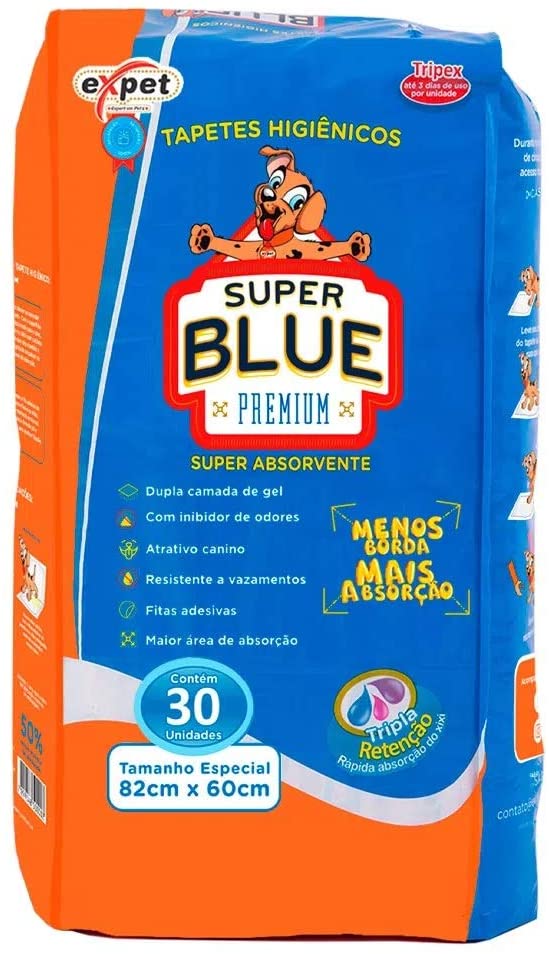 TAPETE HIGIÊNICO SUPER BLUE 82CM X 60CM EXPERT