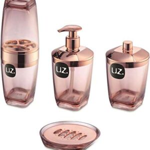 KIT HIGIENE PREMIUM BANHEIRO 04 PEÇAS ROSE PLASTICO UZ