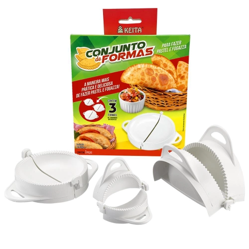 CONJUNTO COM 3 FORMAS PARA PASTÉIS, RISSOLES E FOGAZZAS FP03 KEITA