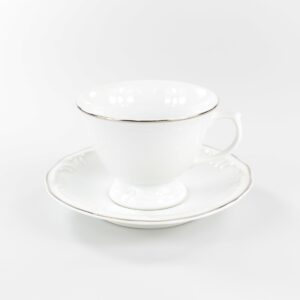 06 XÍCARAS DE CAFÉ COM PIRES POMERODE FILETE PRATA PORCELANA SCHMIDT