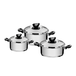 JOGO DE PANELAS EM AÇO INOX 3 PEÇAS LINHA SOLAR BAQUELITE TRAMONTINA 65720/740 7891116149461