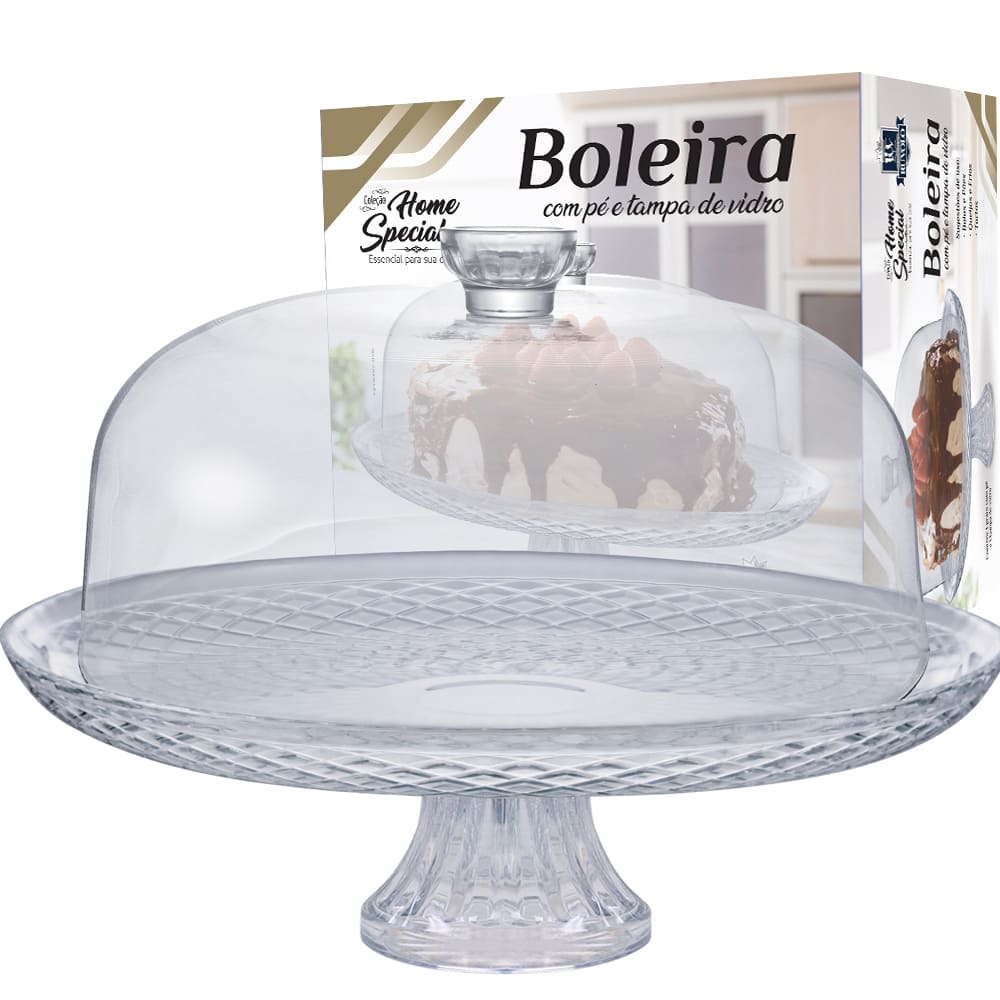 BOLEIRA DE VIDRO COM TAMPA E PÉ HOME SPECIAL RUVOLO 8045401