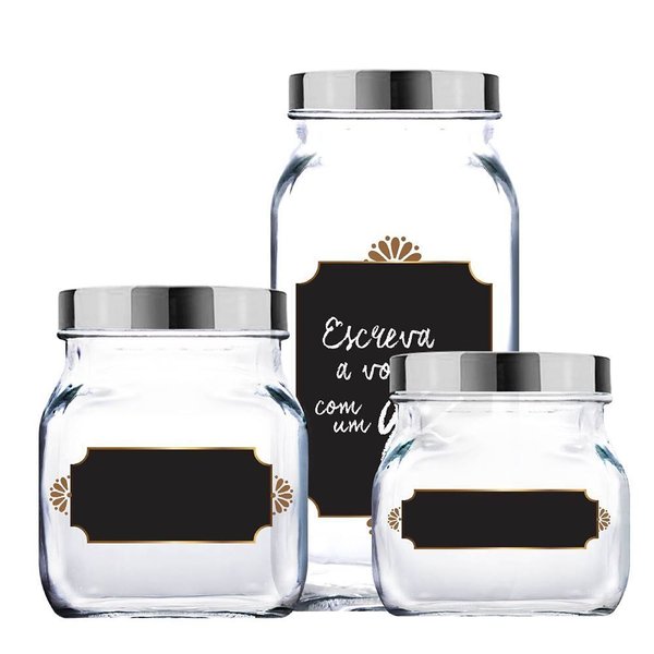 KIT POTE STYLE LOUSA COM 3 PEÇAS TAMPA PRATA RUVOLO 93380512