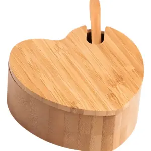 AÇUCAREIRO COM FORMATO DE CORAÇÃO E COLHER EM BAMBU WELF PO-13153
