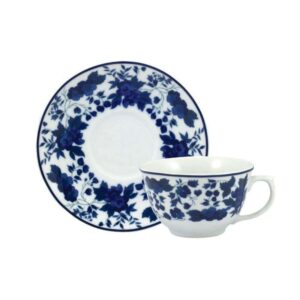 XÍCARA DE CHÁ COM PIRES FOLHAGEM PORCELANA SCHMIDT