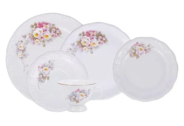 JOGO DE JANTAR E CHÁ VITÓRIA 20 PEÇAS PORCELANA SCHMIDT 0397