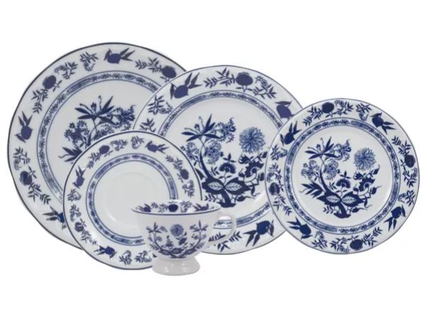 JOGO DE JANTAR E CHÁ CEBOLINHA 20 PEÇAS PORCELANA SCHMIDT 2617