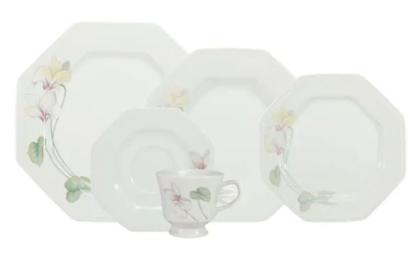 JOGO DE JANTAR E CHÁ ENCANTO 30 PEÇAS PORCELANA SCHMIDT E373