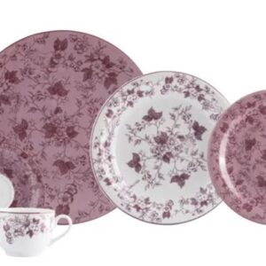 JOGO DE JANTAR E CHÁ LAVANDA 30 PEÇAS PORCELANA SCHMIDT 2441