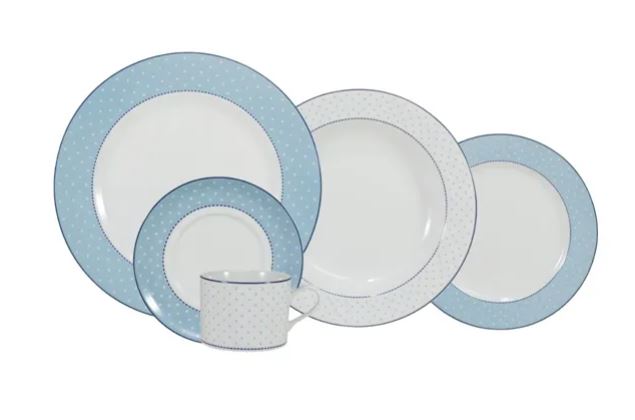 JOGO DE JANTAR E CHÁ MAITÊ 20 PEÇAS PORCELANA SCHMIDT 2264