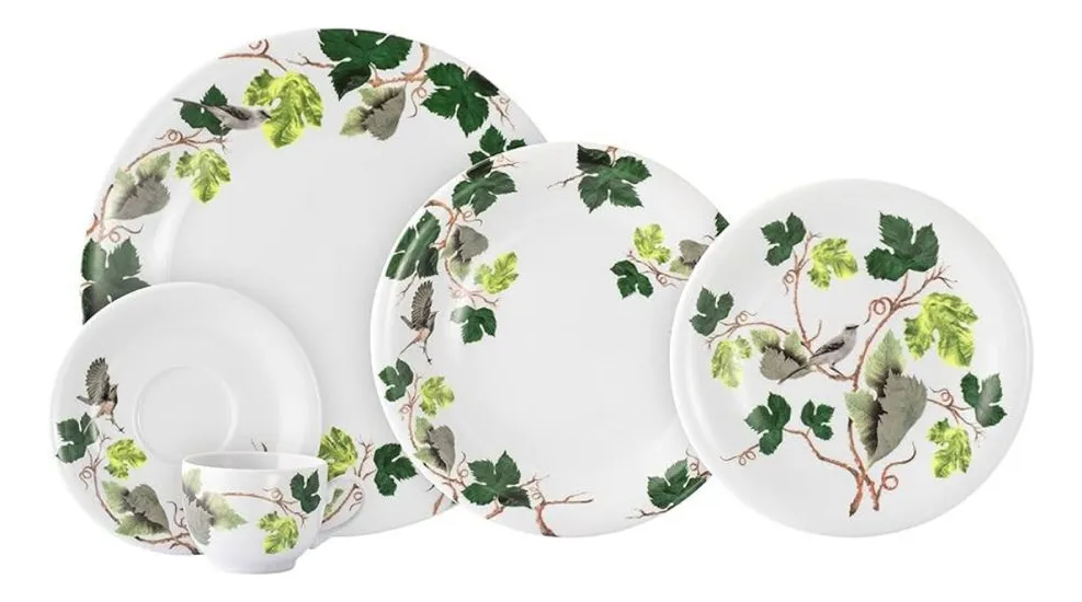 JOGO DE JANTAR E CHÁ UIRAPURU 30 PEÇAS PORCELANA SCHMIDT 2423
