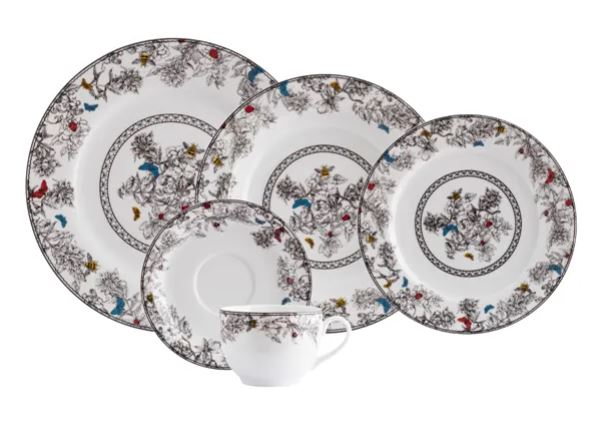 JOGO DE JANTAR E CHÁ VIVEIRO 30 PEÇAS PORCELANA SCHMIDT 2440