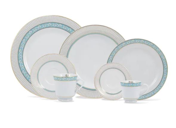 JOGO DE JANTAR CHÁ E CAFÉ AUDREY 42 PEÇAS PORCELANA SCHMIDT 2251