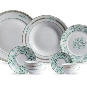 JOGO DE JANTAR CHÁ E CAFÉ BUZIOS 42 PEÇAS PORCELANA SCHMIDT 2406