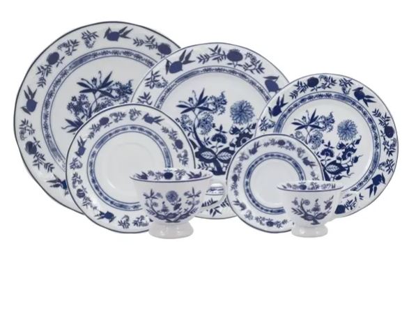 JOGO DE JANTAR CHÁ E CAFÉ CEBOLINHA 42 PEÇAS PORCELANA SCHMIDT 2617