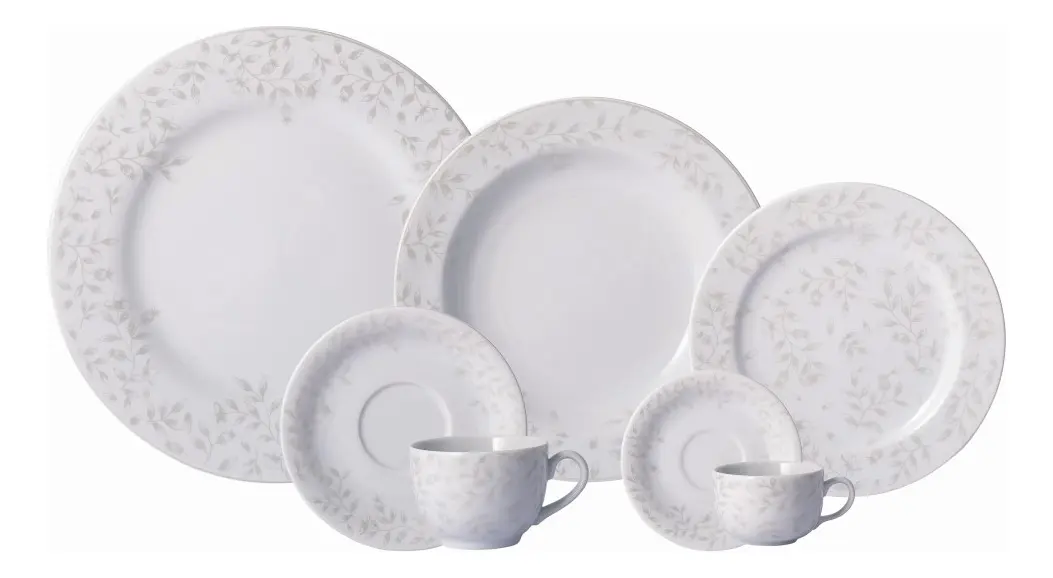 JOGO DE JANTAR CHÁ E CAFÉ GUAPORÉ 42 PEÇAS PORCELANA SCHMIDT 2395