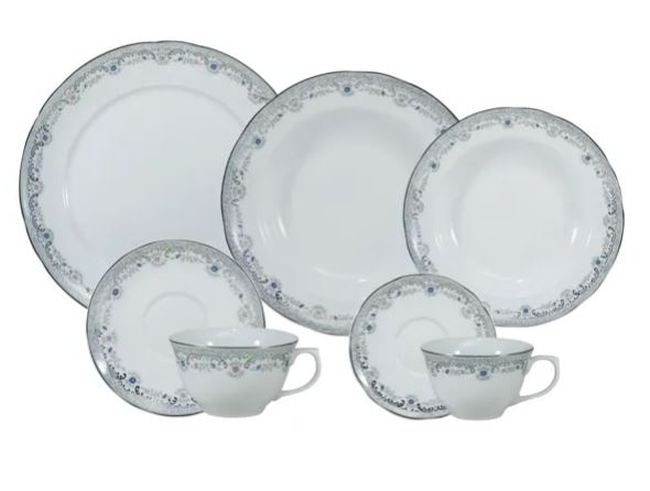 JOGO DE JANTAR E CHÁ SAINT GERMAIN 42 PEÇAS PORCELANA SCHMIDT 2339
