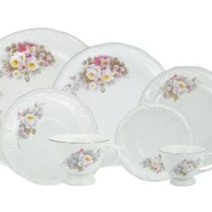 JOGO DE JANTAR CHÁ E CAFÉ VITÓRIA 42 PEÇAS PORCELANA SCHMIDT 0397