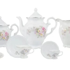 JOGO DE CHÁ E CAFÉ VITÓRIA 53 PEÇAS PORCELANA SCHMIDT 0397