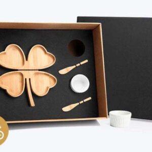 KIT PETISCO EM BAMBU E PORCELANA  5 PEÇAS WELF KT-90031