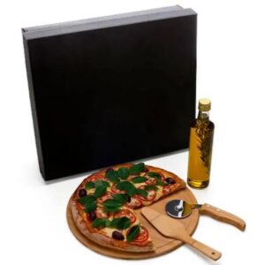 KIT PARA PIZZA COM GARRAFA BAMBU / INOX / VIDRO 4 PÇS KT-90169