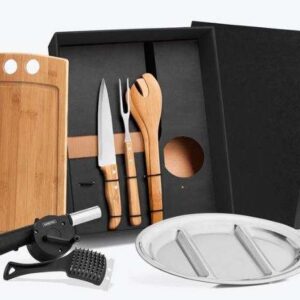 KIT PARA CHURRASCO EM BAMBU E INOX 7 PÇS WELF KT-20000