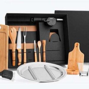 KIT PARA CHURRASCO E CAIPIRINHA EM BAMBU E NOX 13 PÇS WELF KT-20001