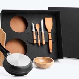 KIT PARA OMELETE EM BAMBU E INOX 8 PÇS WELF KT-20016