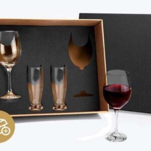JOGO DE COPOS DE VIDRO PARA  VINHO E CERVEJA 4 PEÇAS WELF KT-90015