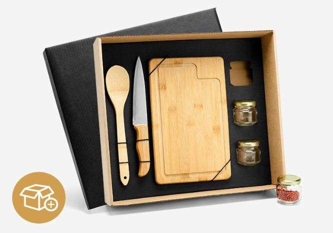 CONJUNTO PARA COZINHA E TEMPERO EM BAMBU E INOX 6 PEÇAS WELF KT-90070