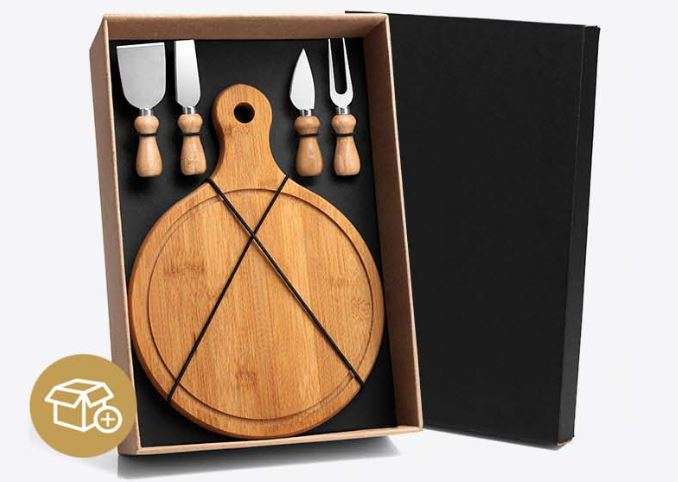 KIT PARA QUEIJO EM BAMBU E INOX 5 PEÇAS WELF KT-90100